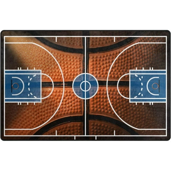 SKYSONIC Lightweight Soft Area Rugs Basketball Court Floor Mat for Kids Playing Room Hardwood Floor Living Room Nursery Rugs, 60x39 in