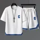 thumbnail image 4 of Conjunto de pantalones cortos para hombre, camiseta de entrenamiento con diseño de gofres y letras negras elegantes, conjuntos de pantalones cortos para hombre, oferta de estilo coreano, nuevo, con el, 4 of 5