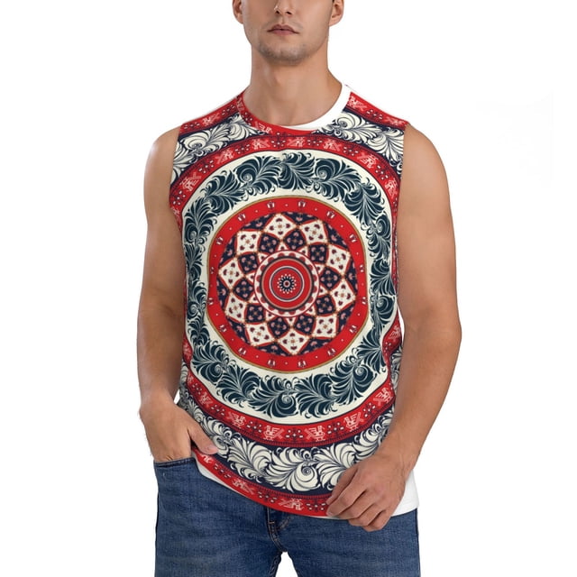Balery Round Design Camisetas sin mangas para hombre, absorbe la humedad y protege contra el mal olor.-X-Large