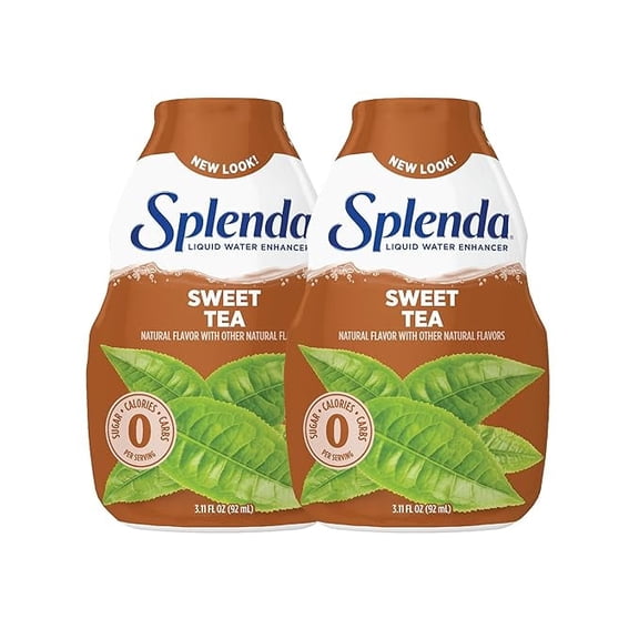 SPLENDA Liquid Water Enhancer Drops, Sugar Free, Zero Calorie, Natural Flavor, Concentrated Drink Mix, 3.11 Fl Oz Each Bottle (Sweet Tea, 2 Pack)