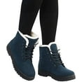 thumbnail image 6 of YAZI Women's Cotton Warm Fur Snow Winter Lace Up Flat Cute Plus Size Comfortable Ankle Platform Boots, 6 of 12