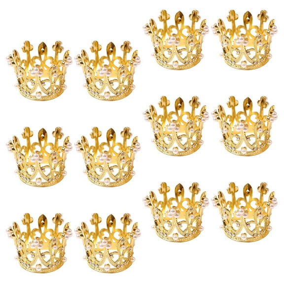 MLINS Elegant Pearl Crown Napkin Rings for Decoration Golden Zinc Alloy Napkin Holders 12 Pieces