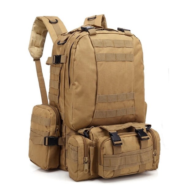 Sac à dos de randonnée pour hommes, sac à dos de camouflage tactique, étanche, grande capacité de 55 litres. Conçu en matériau Oxford durable avec un motif camouflage, il dispose de multiples compartiments zippés, un système de transport ergonomique et une doublure en polyester. Idéal pour la randonnée, le camping ou les voyages.