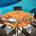 thumbnail image 6 of Yellow Pumpkins Fall Round Tablecloth, Fitted Table Cover with Elastic for 55"-60" Round Tables, Harvest Thanksgiving Botanical Leaves Table Cloth Outdoor Indoor Dinning Party Waterproof Tablecloths, 6 of 7