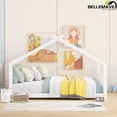 thumbnail image 7 of Bellemave Full Size House Bed,Wood Platform Bed with Headboard and Footboard, House Floor Bed with Roof and Slat  (White,Full), 7 of 7
