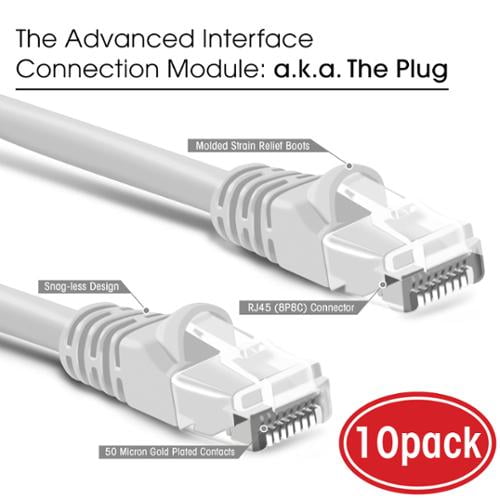 Preimum Series Blue GearIT 100-Pack Cat6 Patch Cable 1 Foot Cat 6 Ethernet Cable Snagless Flexible Soft Tab