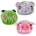 thumbnail image 1 of 3 Piece Set of Waterproof and Reusable Shower Cap, Children's Fun Cartoon Animal Shower Cap, 1 of 5