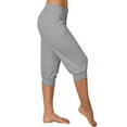 thumbnail image 6 of Wide Leg Pants for Women New Womens Capris Jogger Pants Elastic Waist Solid Stretchy Sweatpant Casual Comfy Athletic Pant with Pockets Track Pants Women Gray XXL, 6 of 6