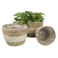 thumbnail image 1 of Maceta tejida de paja con marco para flores, cesta para plantar, ratán tejido, algas marinas naturales, para interior y exterior, para el hogar, 1 of 4
