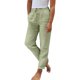 thumbnail image 1 of Pantalones elásticos de cintura alta y pierna ancha para mujer - Algodón y lino, color liso retro, para todas las estaciones, corte recto holgado, lavado a máquina/a mano, tallas S-XXL, 1 of 5