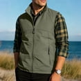 thumbnail image 2 of Men's Solid Color Sleeveless Vest Jacket Nylon Spandex Stand Up Collar Full Zip Cardigan With Multiple Pockets Lightweight Outerwear Casual Daily Travel | Zenithor,Army Green 6XL, 2 of 9