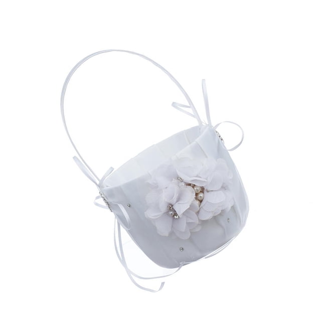 Cateissary Wedding Bowknot Faux Pearl Flower Girl Shape Decor Heart With Basket Type2 NO2