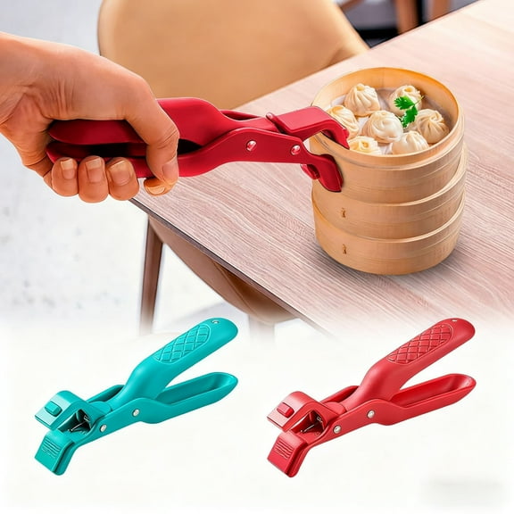 Avoidance Scalding Bowl Clamp, Heat-Resistant Silicone Coated Kitchen Tool, Locking Grip for Pots Pans, 12-Inch Handle, Safe Non-Scratch, Oven Stovetop Use, Durable
