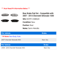 thumbnail image 2 of Rear Brake Pad Set - Compatible with 2007 - 2013 Chevy Silverado 1500 2008 2009 2010 2011 2012, 2 of 2