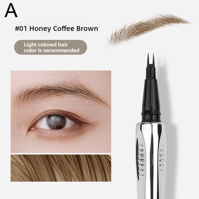 Crayon à Sourcils à Double Extrémité avec Brosse - Imperméable, Aspect Naturel, Teinte Réglable
