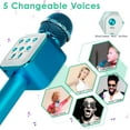 thumbnail image 6 of MINKUROW Wireless Bluetooth Karaoke Microphone for Kids,5-in-1 Portable Handheld Karaoke Mic Speaker Player Recorder with LED Lights Blue, 6 of 7