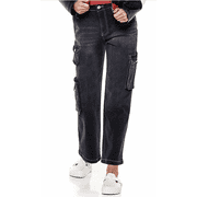 Madden Girl Juniors' Cargo Pocket Wide Leg Jean - Black