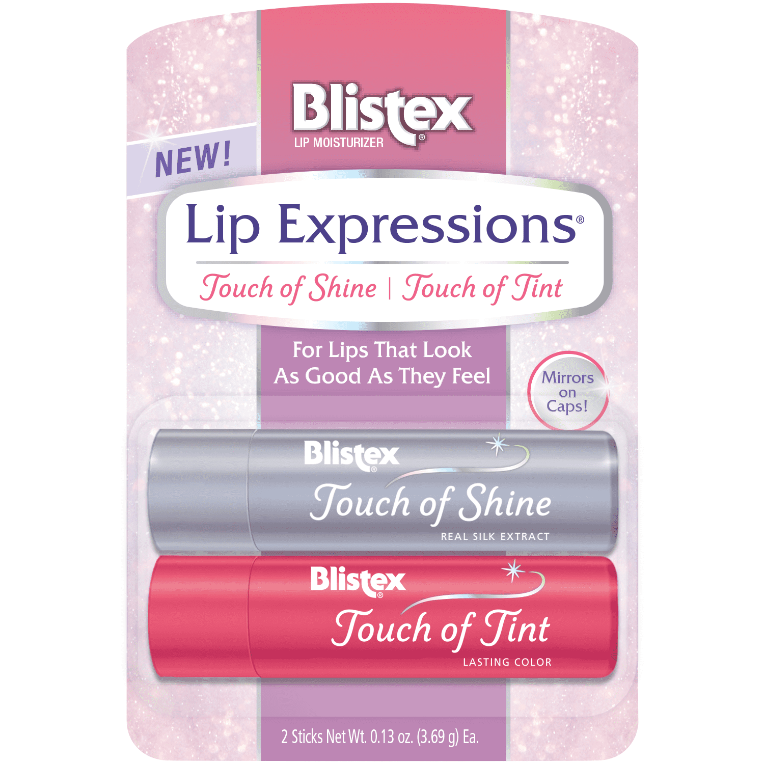 Blistex Lip Expressions Moisturizing, Long-Lasting Matte, High Shine Lip Balm, Multi-Color, 2 Pack