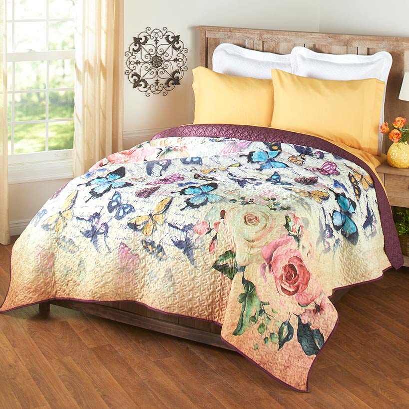 Butterfly Quilted Bedding (King Quilt)
