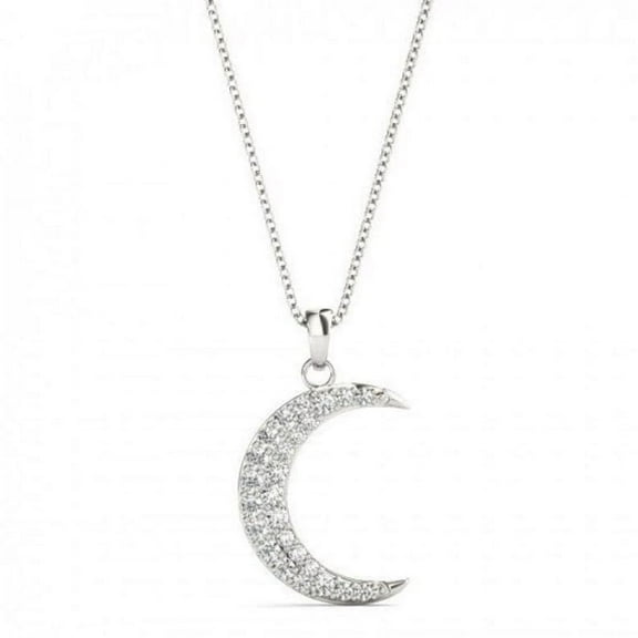 0.50 Ct Round Cut Lab-Created Diamond Moon Necklace 14K White Gold Plated