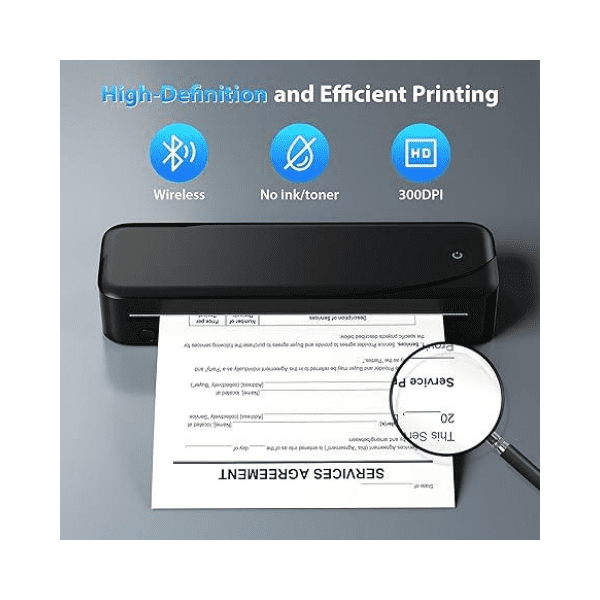 NelkoGlobal Bluetooth Portable Thermal Printer &ndash; 8.5''&times;11'' Inkless, 300DPI