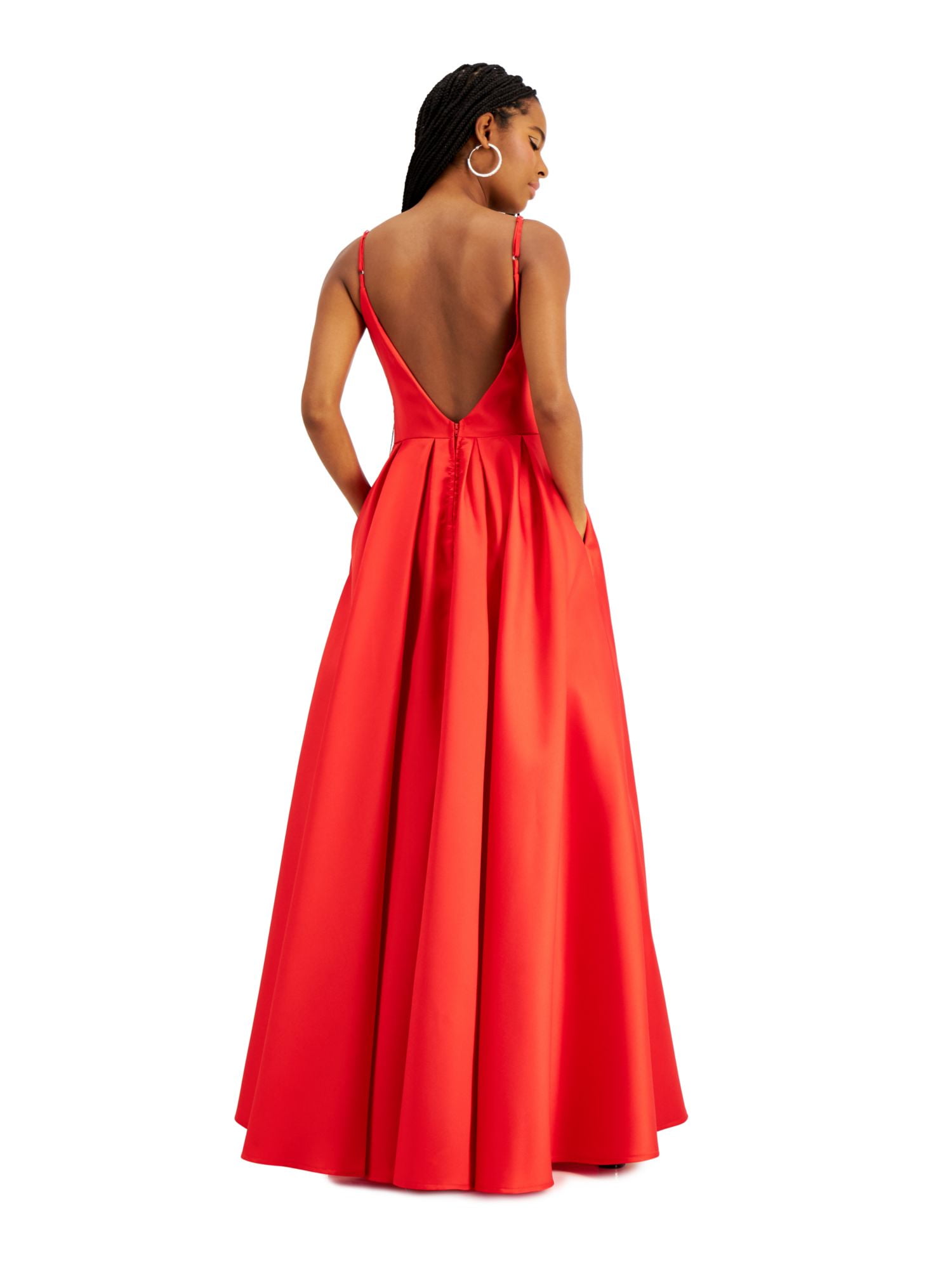 SAY YES TO THE PROM Womens Red Embellished Spaghetti Strap V Neck  Full-Length Prom Fit + Flare Dress Juniors 15\\16 | Sommerkleider