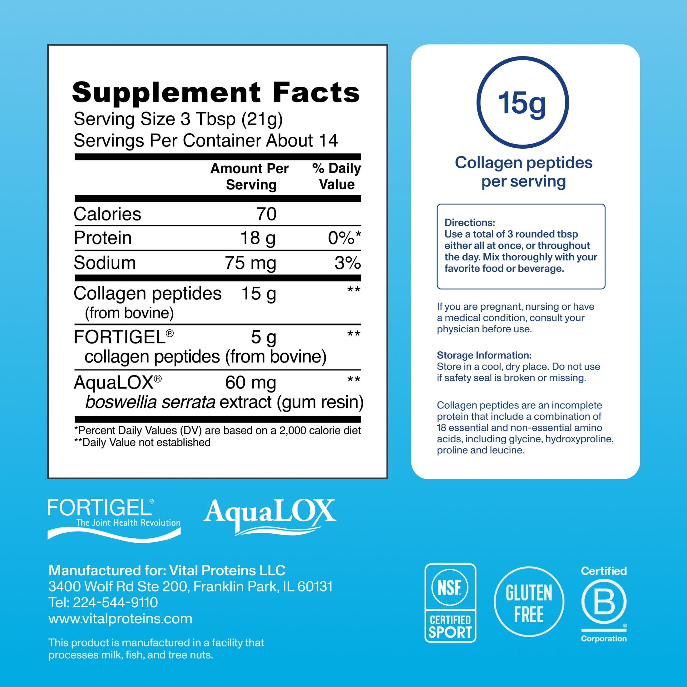 Vital Proteins Active Complex with Collagen Peptides, Unflavored, 10.37 oz, Supports Joint Mobility and Comfort
