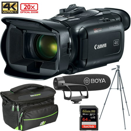 Canon VIXIA HF G50 4K UHD 4K 20x Optical Zoom Camcorder - (Black) with 64GB Deluxe Bundle Includes, Cardioid Shotgun Video Microphone + 60” Video & Photography Tripod + Professional Camera (Best Canon For Professional Photography)