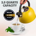 thumbnail image 4 of Venoly 2.5 Liter Whistling Tea Kettle - Modern Stainless Steel Whistling Tea Pot for Stovetop Hot Water Boiler with Cool Grip Ergonomic Handle (Lemon Yellow, 2.5 Quarts/Liters), 4 of 8