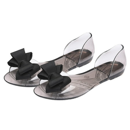 

Guichaokj Flat Jelly Shoes Fashion Fish Mouth Sandal Bowknot Sandals Creative Summer Beach Shoes for Women (Black 40 Yards 8US 5.5UK，39EU 9.825Inch)