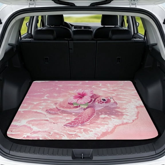 HUISEFOR Pink Sea Turtle Car Trunk Mat 29" x 39" Scratchproof Cargo Mat Rear Trunk Liner Non-Slip Cars Accessories Universal Fit for Most Cars SUV