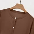 thumbnail image 5 of Miluxas Women's Classic Long Sleeve Cardigan Solid Color Round Neck Casual Open Front Button Down Cardigans Brown XXXL(XXXL), 5 of 7