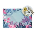 thumbnail image 4 of LNWH Tropical Jungle Flowers Pattern Placemats, 6 PCS Heat Resistant Washable PVC Table Mats, 18"x12", 4 of 6