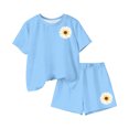 thumbnail image 6 of Fnooota Girls Summer Outfit Sets, School Short Sleeve Casual Girls' 2 Piece Sets Kids' Clothing Sets Blue Size 4-5 T, 6 of 6