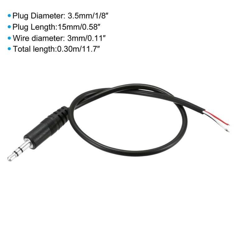 modelo astronauta procedimiento Uxcell 3.5mm Male Plug Bare Wire TRS 3 Pole Stereo 1/8" Plug Jack Audio  Cable 0.30m,2pack - Walmart.com