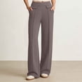 thumbnail image 2 of Htigea Women's Straight Leg Pants High Waisted Dress Pants Solid Color Work Office Daily Trousers with Pockets Gray XL, 2 of 8