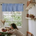 Dark Blue Striped Valances for Windows Farmhouse Kitchen Curtains
