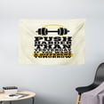 thumbnail image 1 of Fitness Tapestry, Push Harder Sports Phrase Positive Message Grungy Display with Dumbbell, Wall Hanging for Bedroom Living Room Dorm Decor, 60W X 40L Inches, Cream Black Yellow, by Ambesonne, 1 of 2