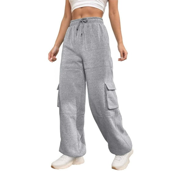 Women's Cargo Sweatpants Womens Grey Sweatpants Lounge Sweatpants with Pockets Pull on Pants Women Jogger