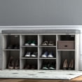 thumbnail image 2 of Shoe Bench, 104 Inch Shoe Storage Bench with Cushion and Side Pocket, 10 Cubbies Shoe Rack with Adjustable Shelves, Shoe Organizer Cabinet for Entryway Living Room, Gray, 2 of 4