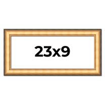 23x9 Frame Gold Plein Aire Solid Wood Picture Frame Width 2 Inches | Interior Frame Depth 0.5