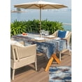 thumbnail image 5 of Outdoor Tablecloth with Umbrella Hole for Patio/Picnic/Party/Camping, Bohemia Waterproof Table Cloth Rectangle Table Cover Washable, Vintage Abstract Minimalist Texture Blue Brown (60"x 102"), 5 of 9