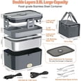 thumbnail image 3 of 80W  Larger  Lunch Box Heater 2.8L with 2 Layers for   Work , 12V 24V 110V Portable Stainless   Warmer, Leak-proof Lunch Heater with Bag, Spoon, Fork for, 3 of 7