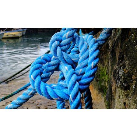 Canvas Print Boat Blue Knot Dock Anchor Sea Rope Fishermen Stretched Canvas 10 x