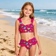 thumbnail image 2 of JAJAHO Girls Bikini Set 2 Piece Swimsuits For Kids Summer Heart Printed Spaghetti Strap Ruffle Bathing Suit 3-7Y Versatile Beachwear, 2 of 7