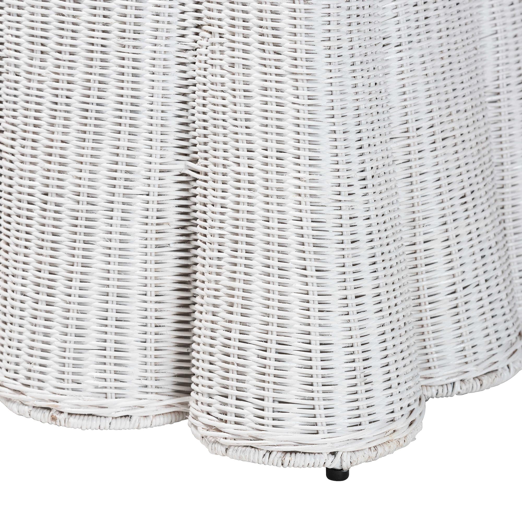 bali & pari Palm Boho Ottoman, White