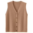 thumbnail image 5 of Women's Sleeveless Knit Vest Top V-Neck Button Down Casual Loose Cardigan Style Tank Top for Spring Summer Fall Camel S, 5 of 7