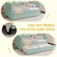 thumbnail image 3 of avobird Cozy Gingham Daybed with Trundle Twin Size Sofa Bed for Living Room, Sleeper Sofa with USB Port and Adorable Wave Shaped, Linen Fabric, Cyan, 3 of 6
