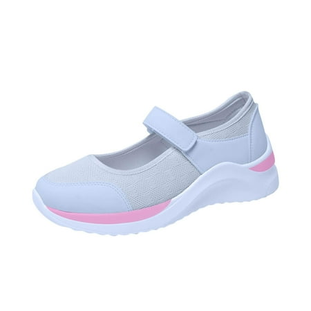 

VKEKIEO Flat Toe Womens Sneakers Flat Heel Ankle Strap Gray 36