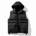 thumbnail image 2 of WTOBBY Men's Winter Trend Wear Loose Thick Down Cotton Clip Multi-Pocket Solid Color Casual Hooded Vest Coat, Detachable Hood for Versatile Styling in Cold Weather,Black 2XL, 2 of 4